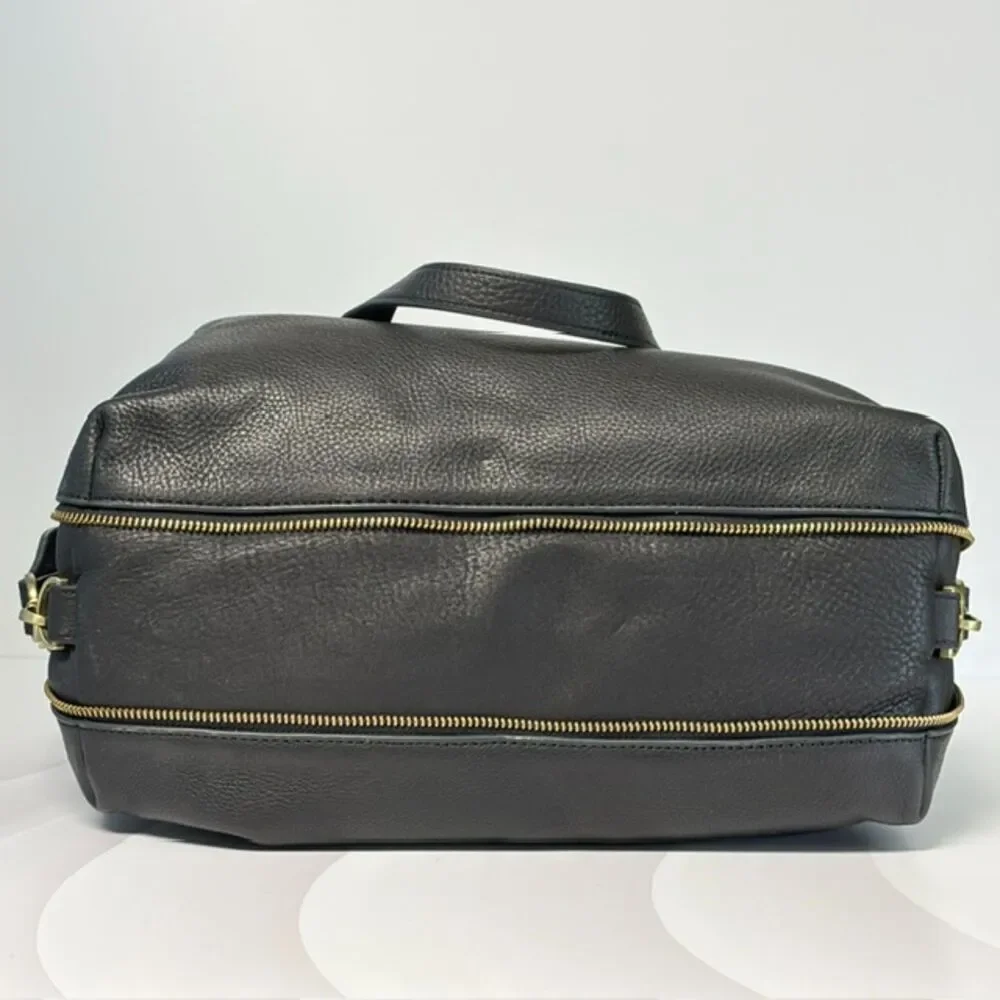 Fossil Preston Satchel Black Pebbled Leather Shoulder Bag NWT ZB6605001 Dust Bag